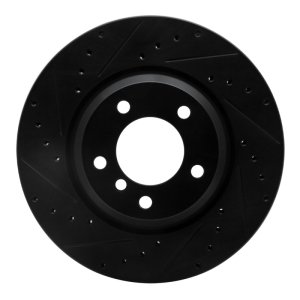 BMW X1 Brake Rotor (1) - Front Left - R1 Concepts - Drilled & Slotted - Black - `06-`12